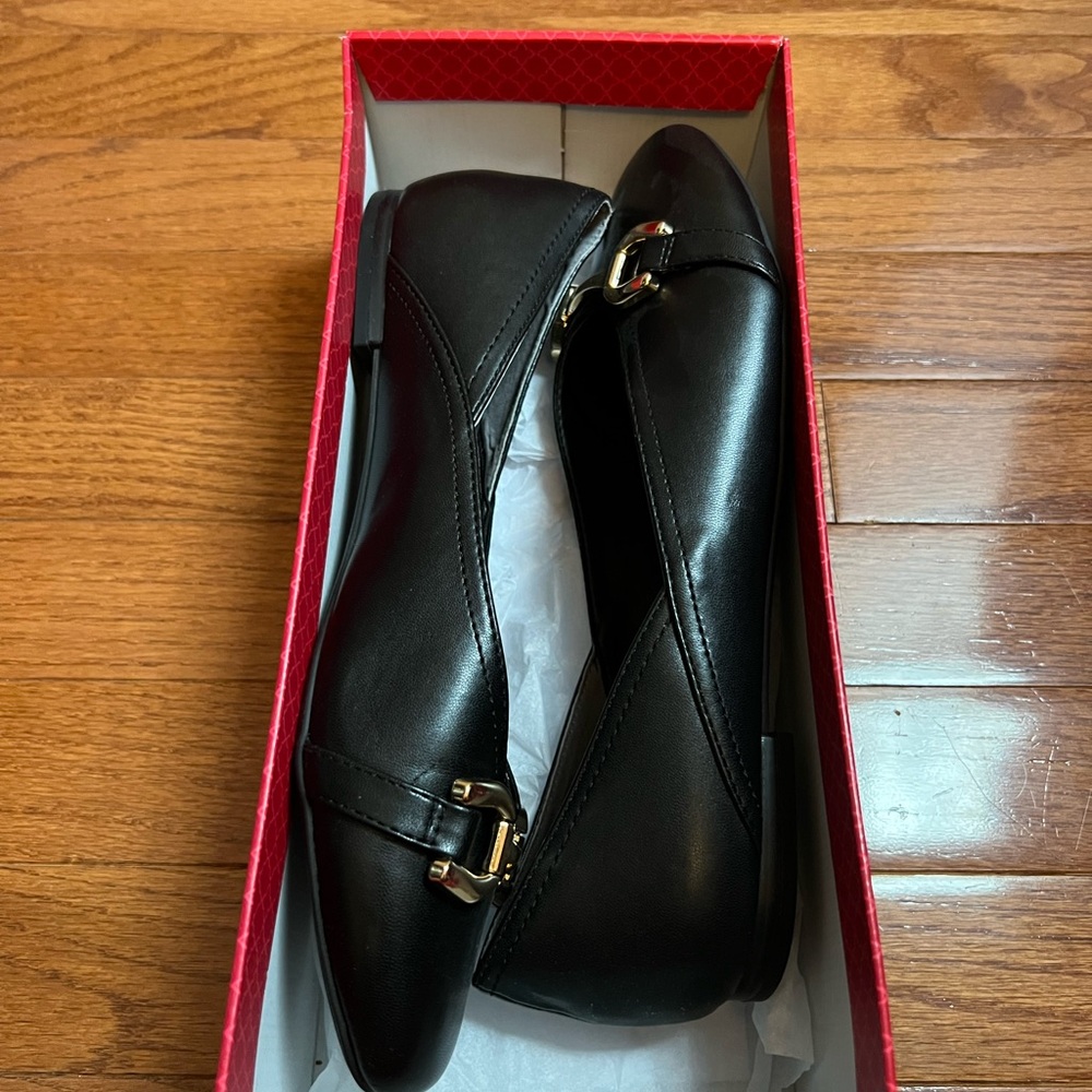 Kelly & Katie Black Flats with Gold Accent